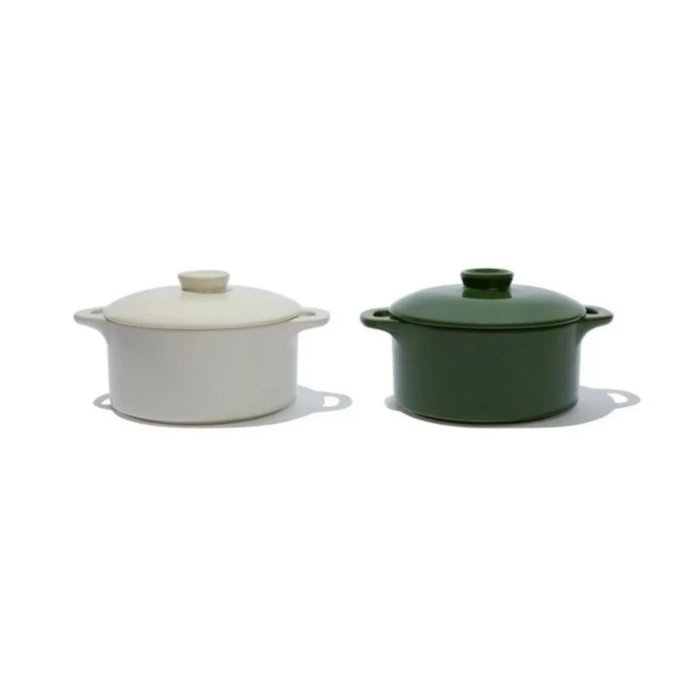 New‎ Brocc Your Body Mini Round Ceramic Cocotte  Dutch Oven Set Of 2 In Box